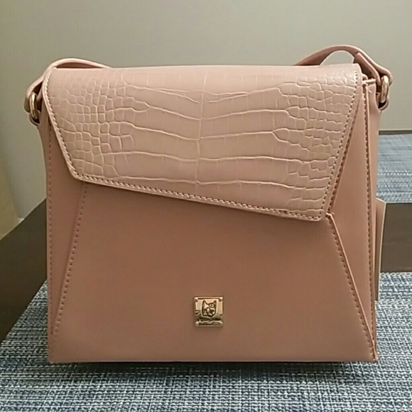 Rebecca Bonbon Handbags - RB Vegan/Faux Saint Laurent Messenger Bag-Pink